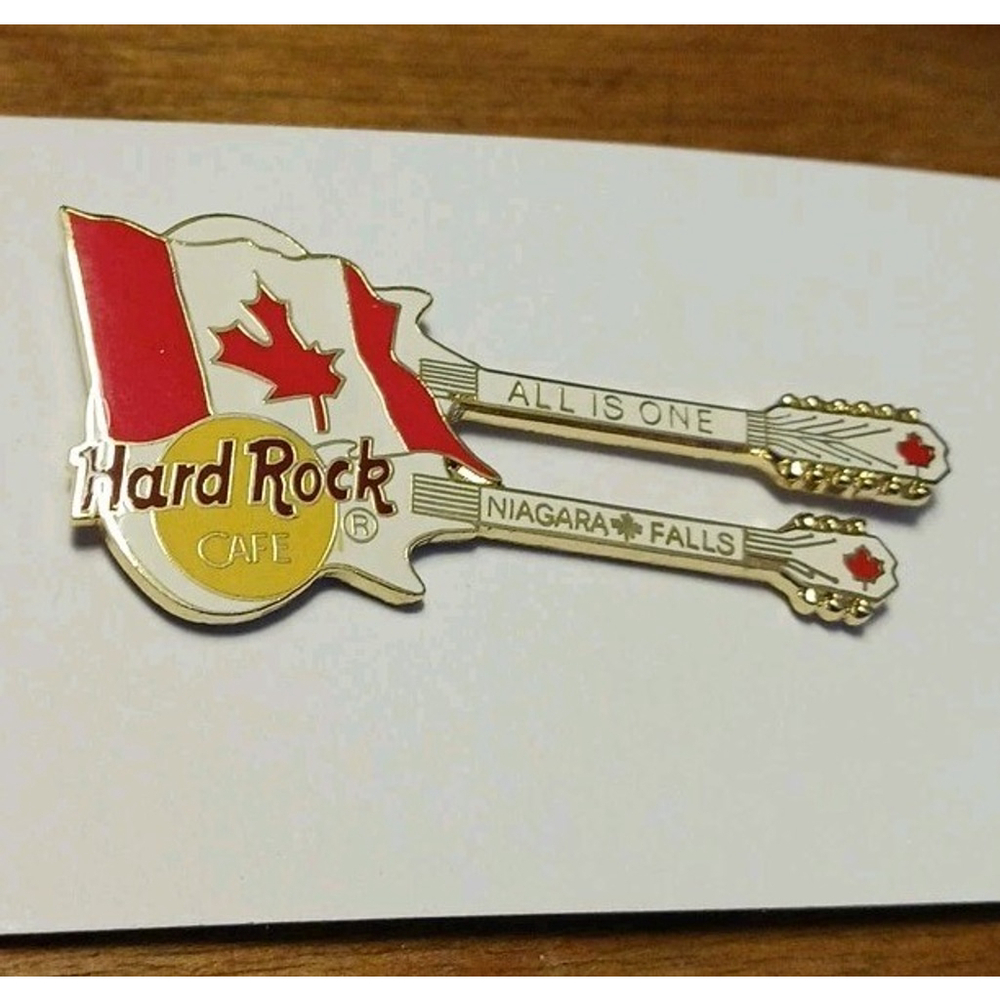 Vintage Hard Rock Cafe Toronto Guitar Pin Canadian Flag